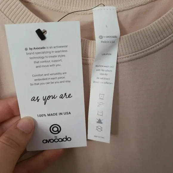 NWT Avocado As You Are Cropped Workout Tank Top Tan Color Size Large Made in USA - Picture 3 of 7